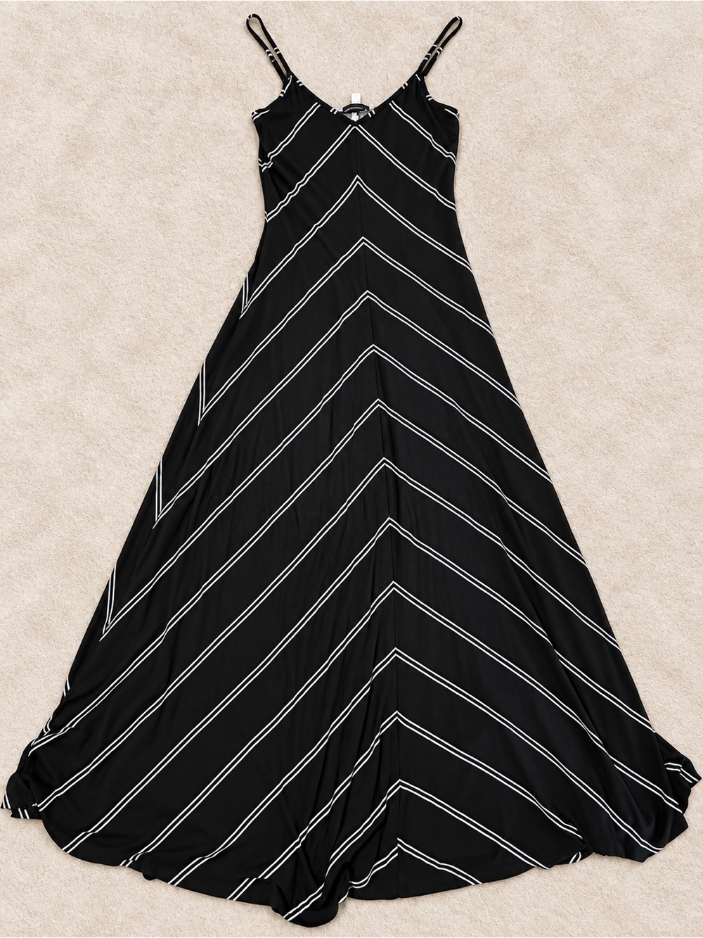 LOFT Black Maxi Dress with White Chevron Stripes